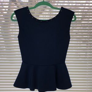 Studded Blue Peplum Top- Great Material